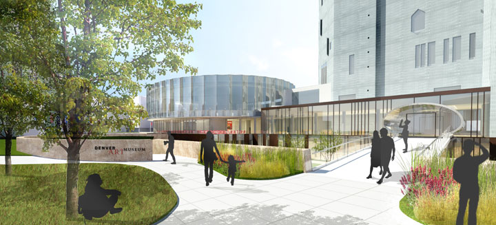 Proposed architectural rendering of view of the North Building from 14th Ave. Courtesy of Fentress Architects and Machado Silvetti.