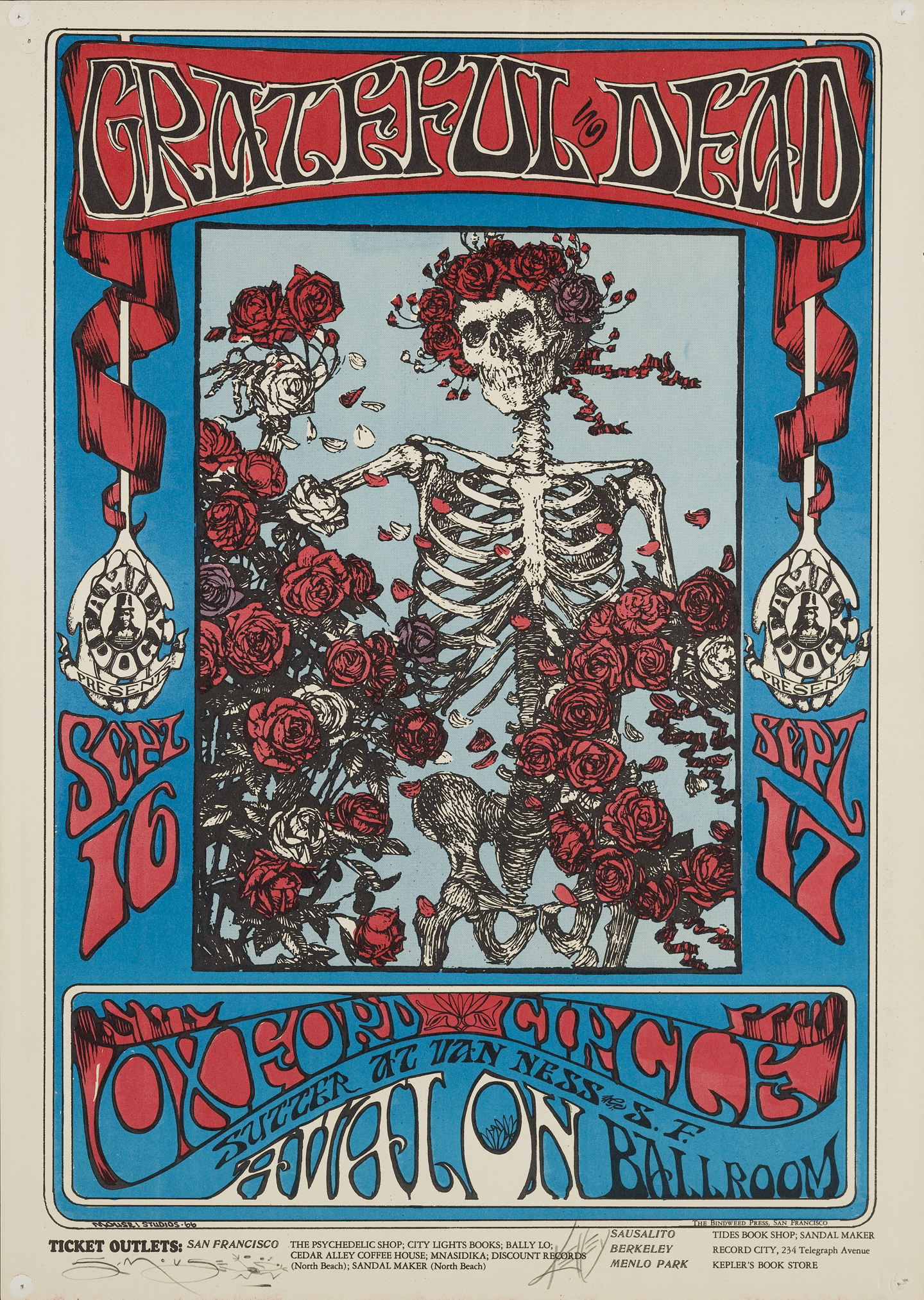 The Band Grateful Dead Dog Tees - Skulls & Roses