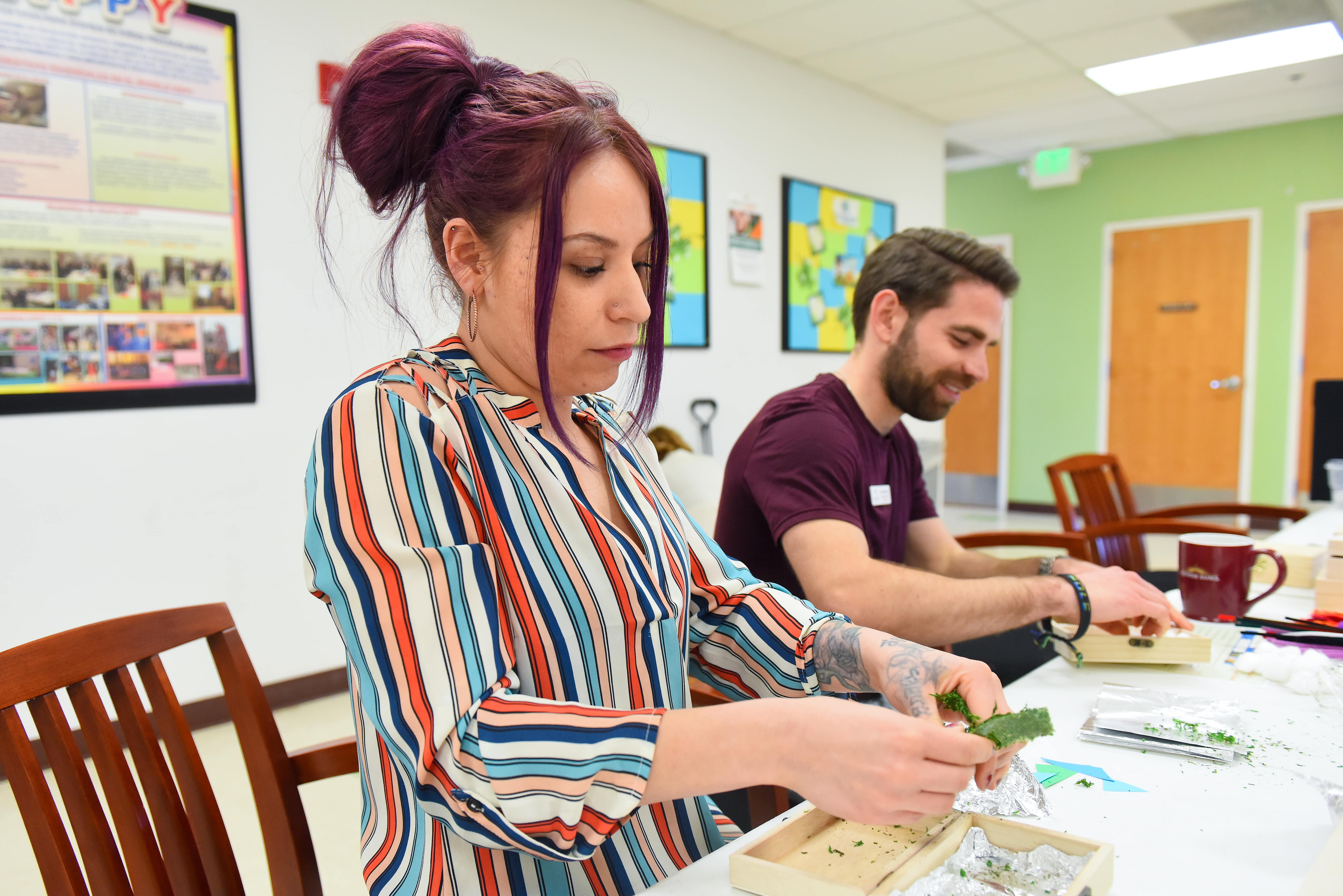 Teachers crafting in classroom