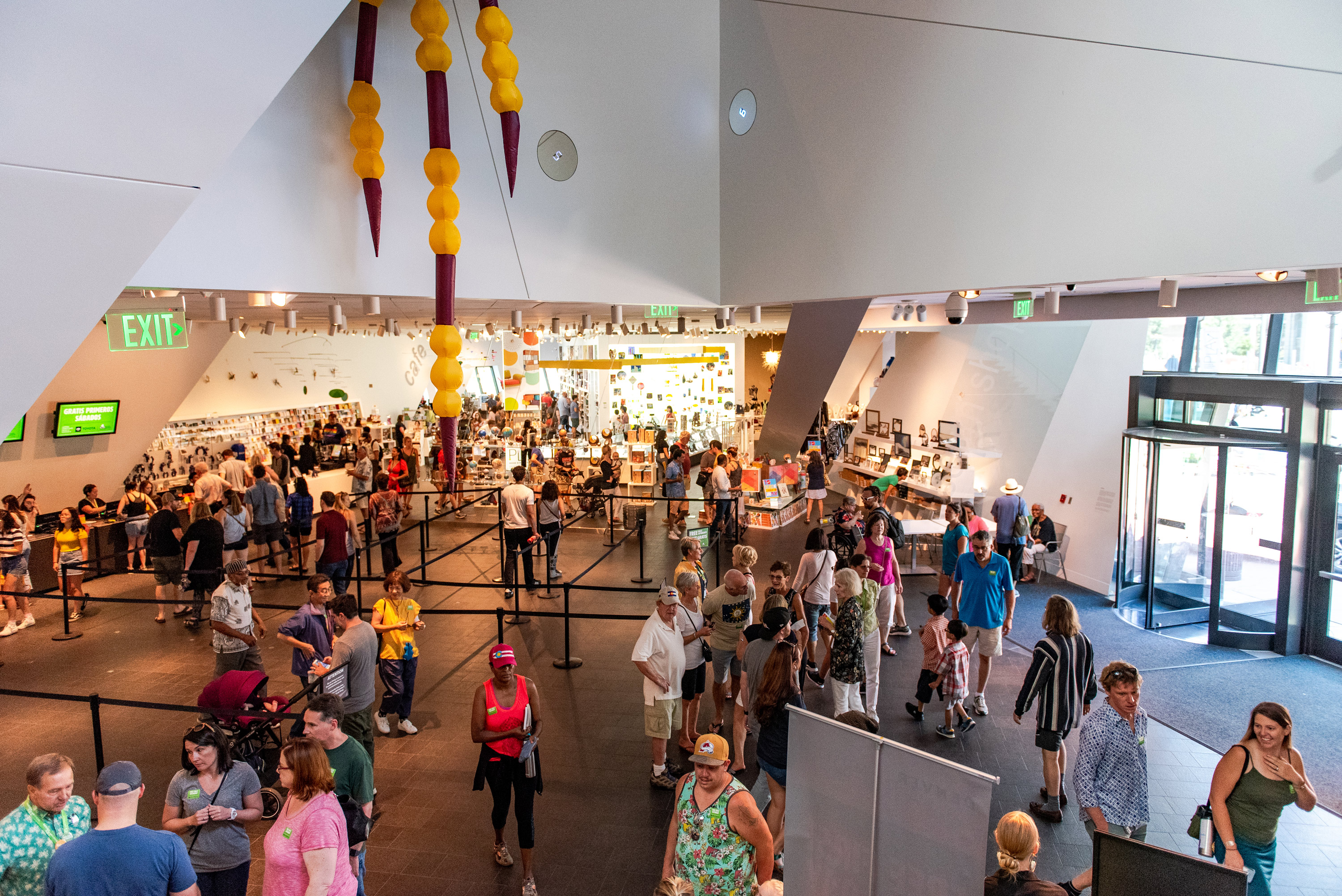 Crowd gathering in the museum's entrance
