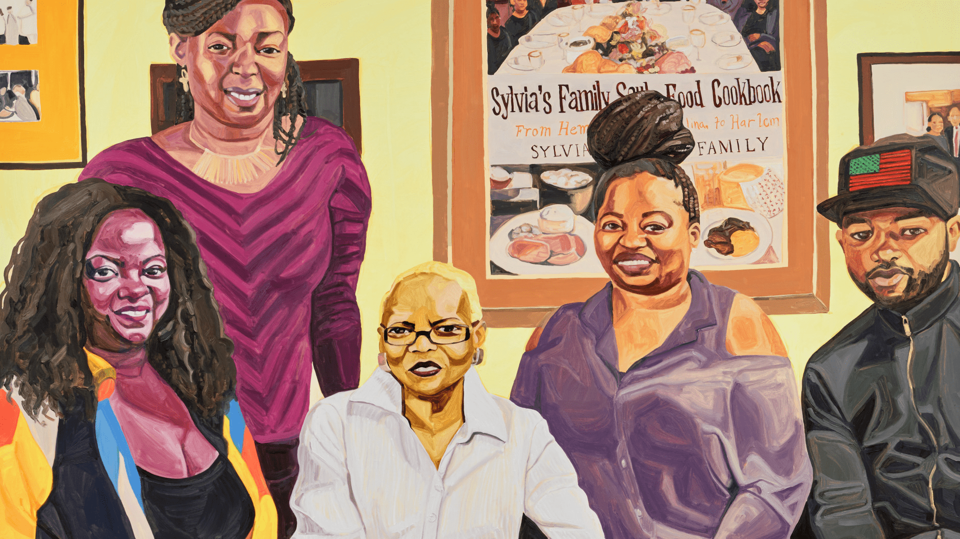 Jordan Casteel, Sylvia's (Taniedra, Kendra, Dedelia, Crizette, De'Sean), 2018. Oil on canvas