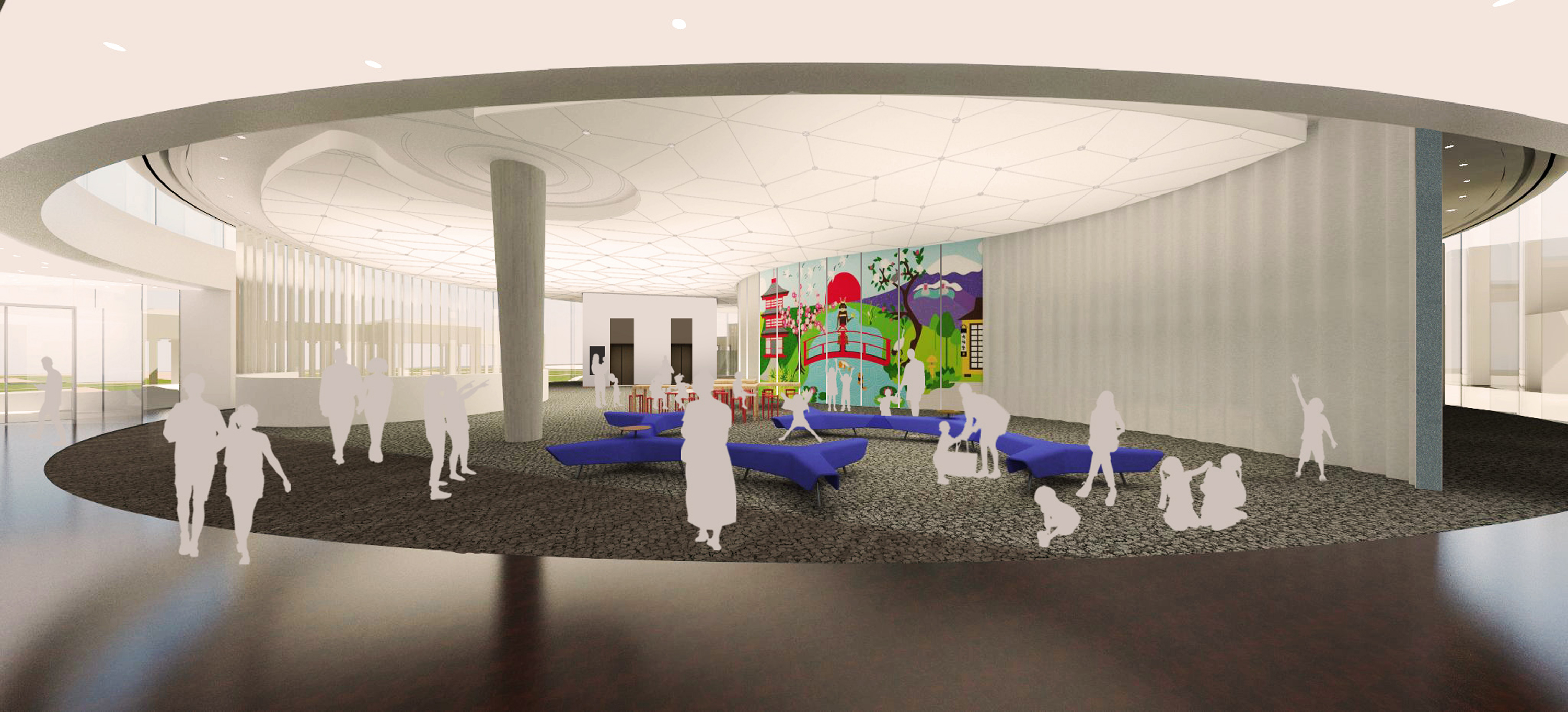 Architect rendering of circular pavilion room