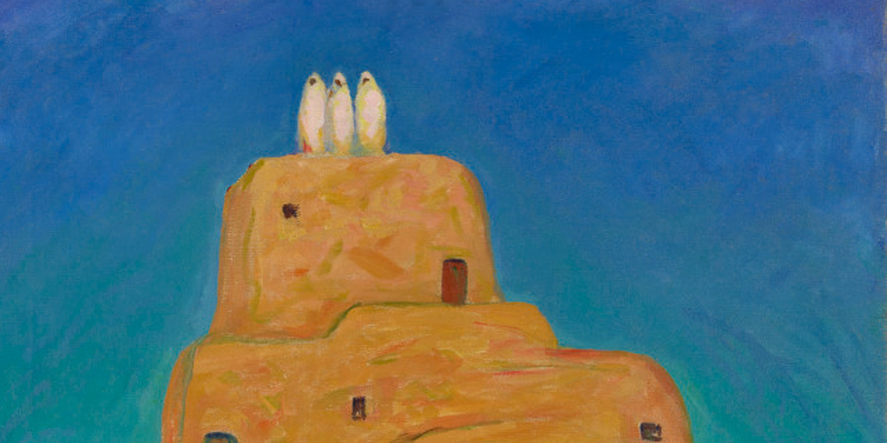 painting of Indigenous women on a Pueblo