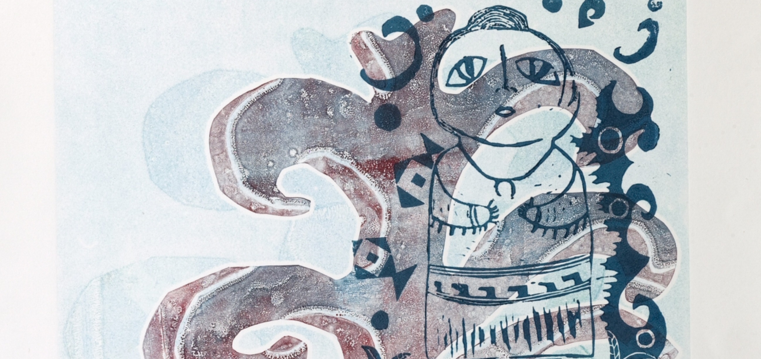 Ink artwork created by Melanie Yazzie titled, "Visiting Maile"