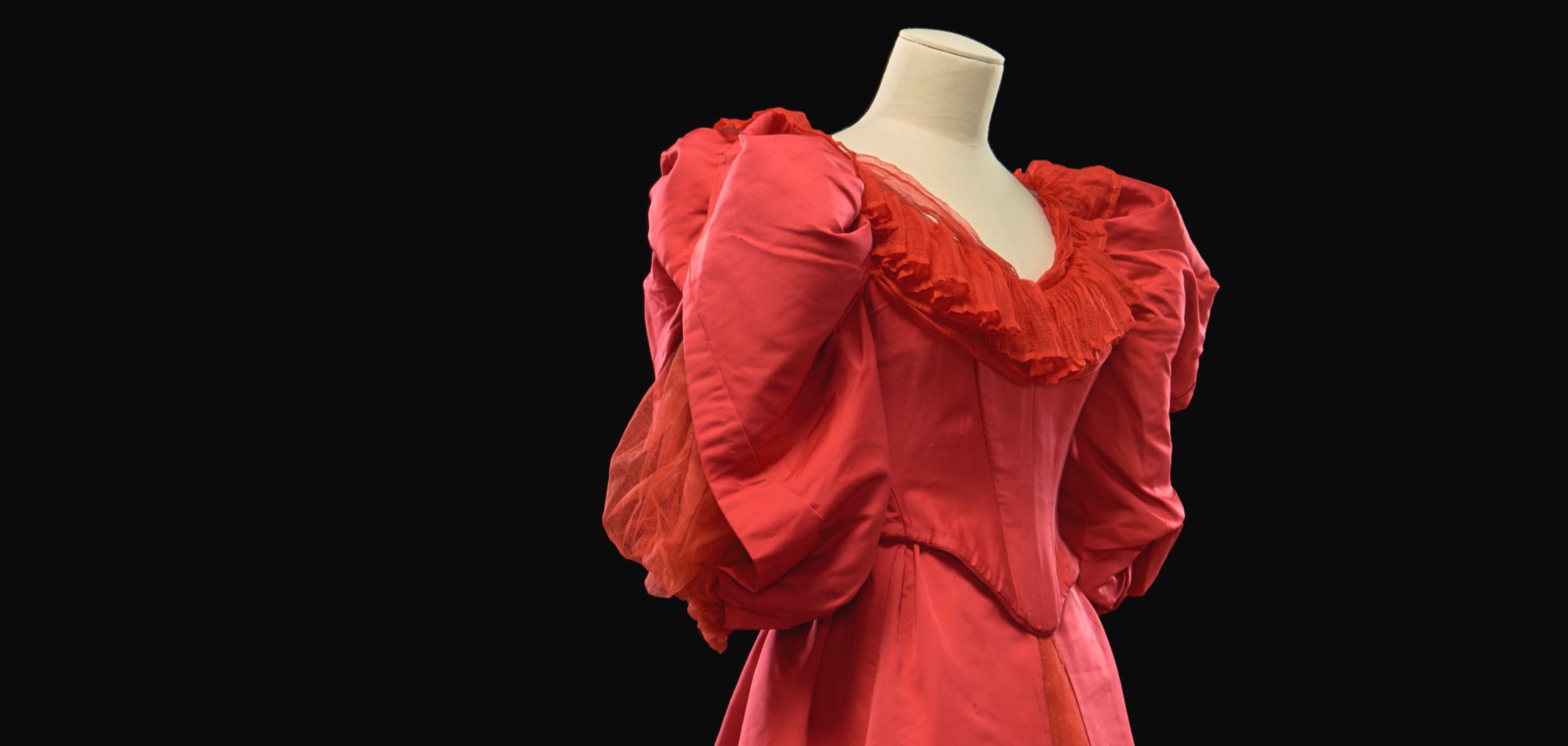 A red ball gown by Charles Frederick Worth