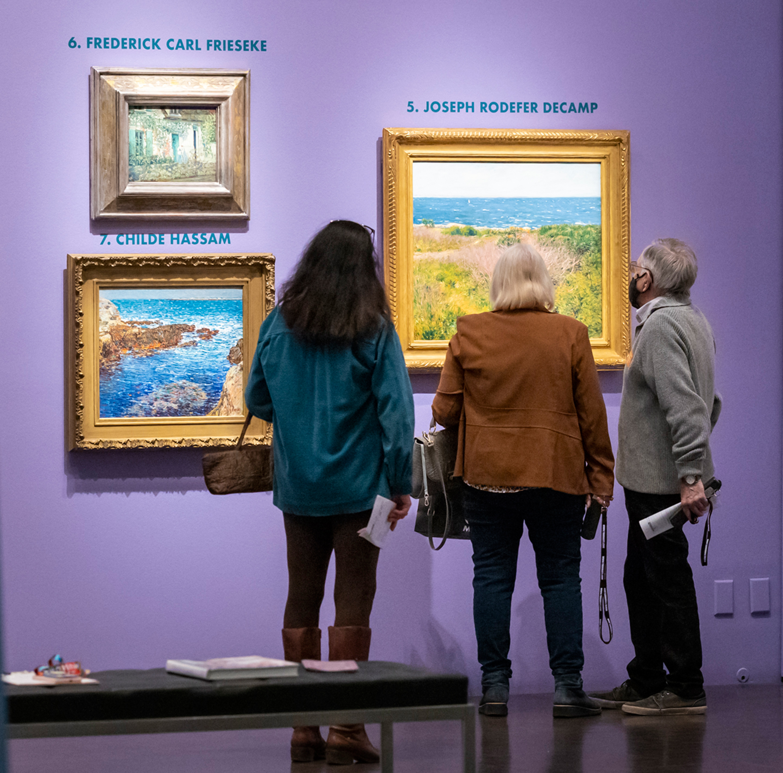 Three visitors in the Whistler to Cassatt exhibition