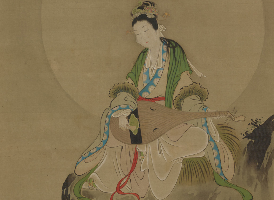 Ink and color drawing of a Japanese woman