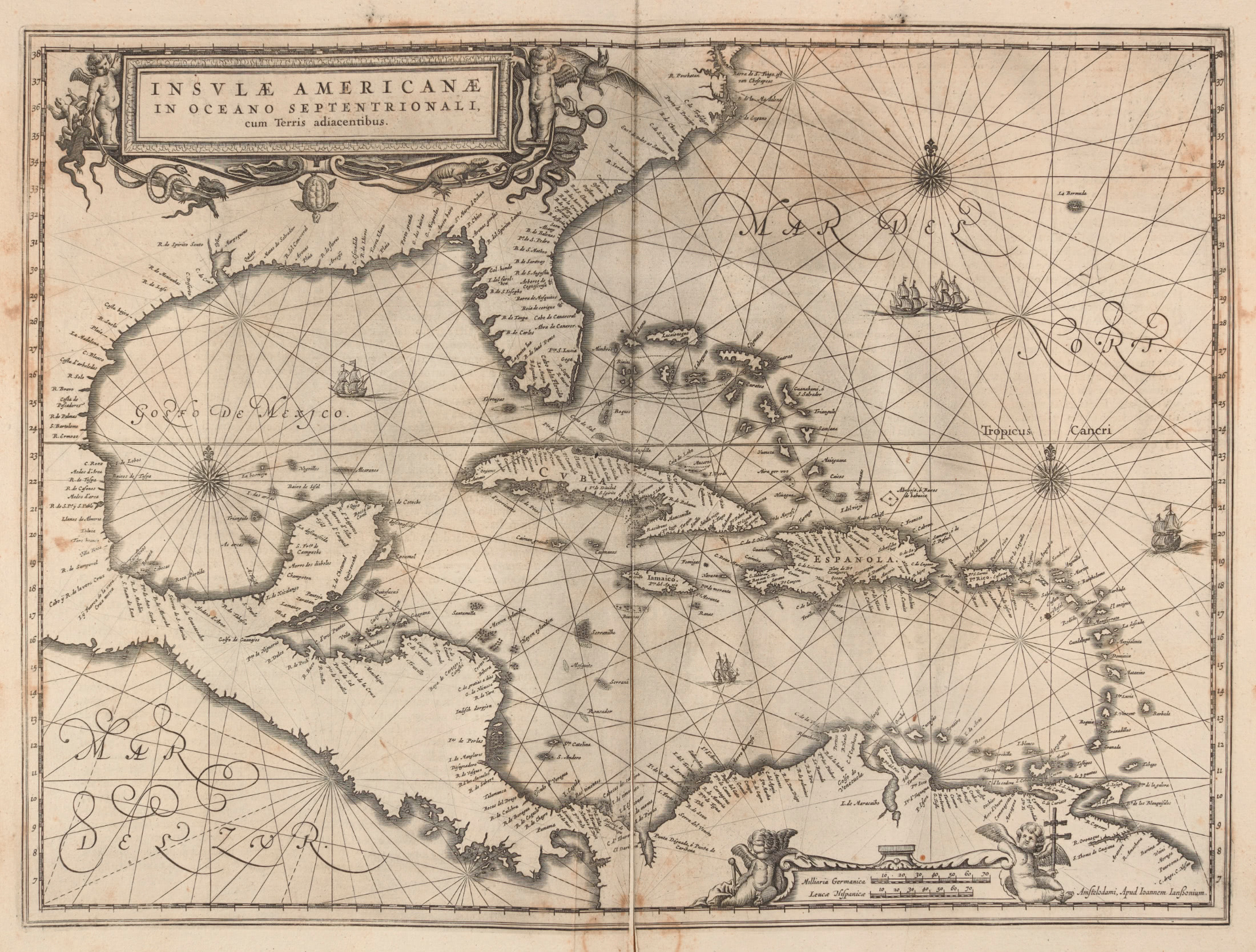Antique map of the Carribean Sea and the lands surrounding it.