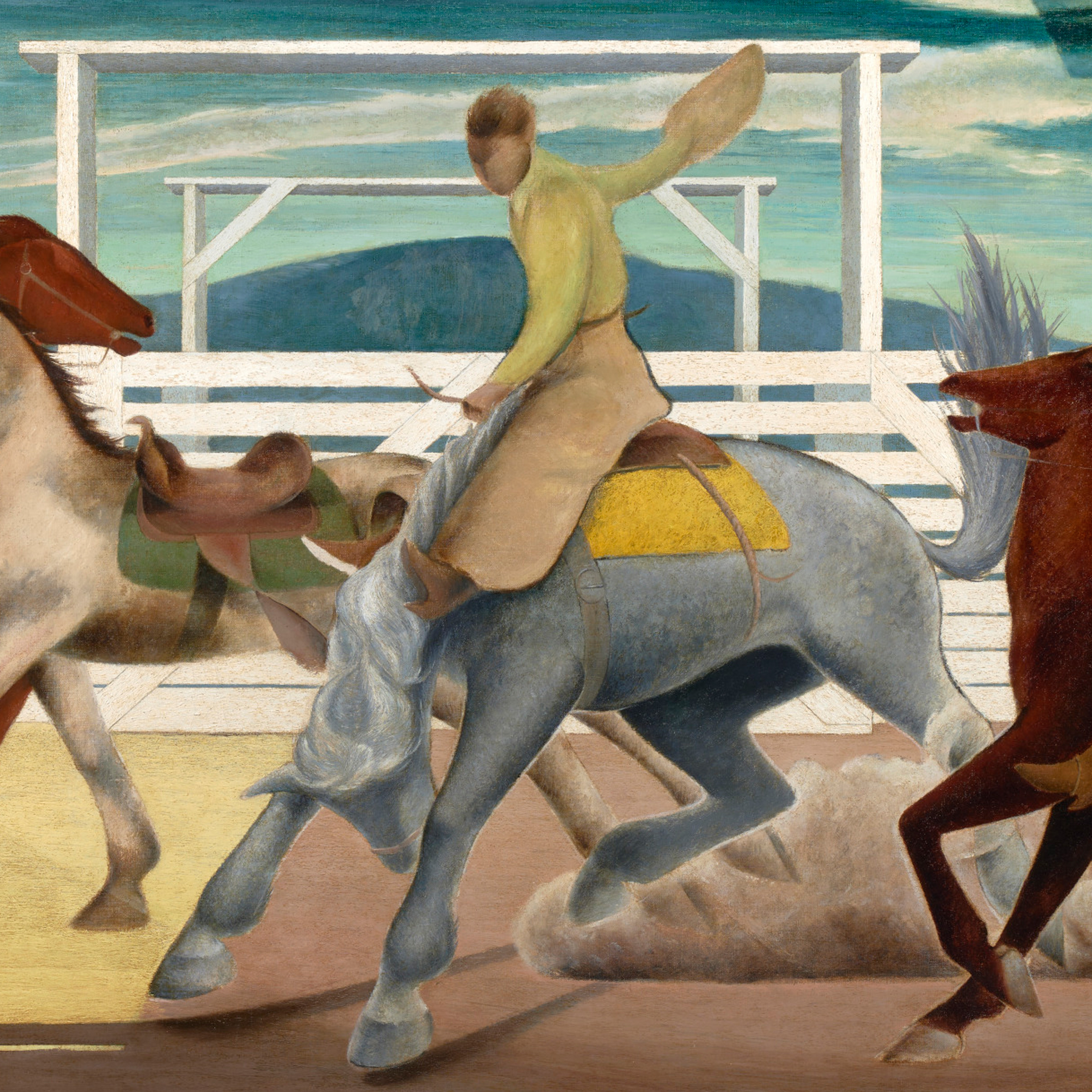 detail of Rodeo #1 showing the center horse and rider