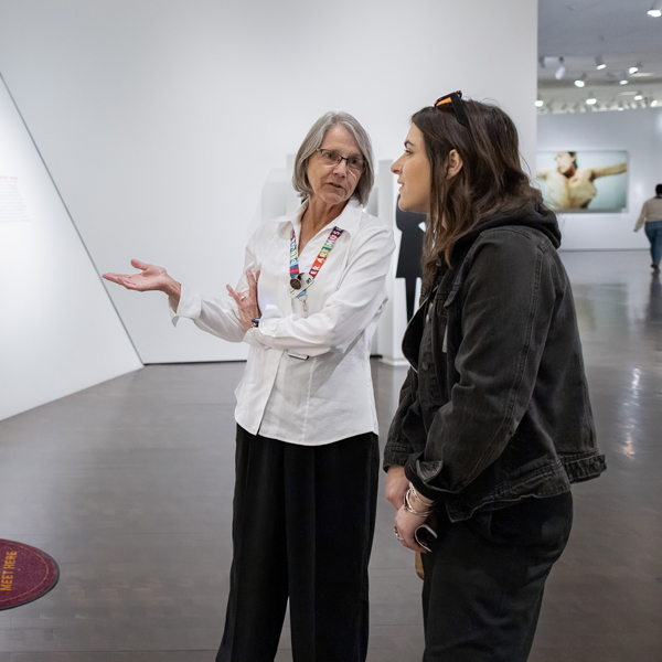 Docent giving a talk in the galleries
