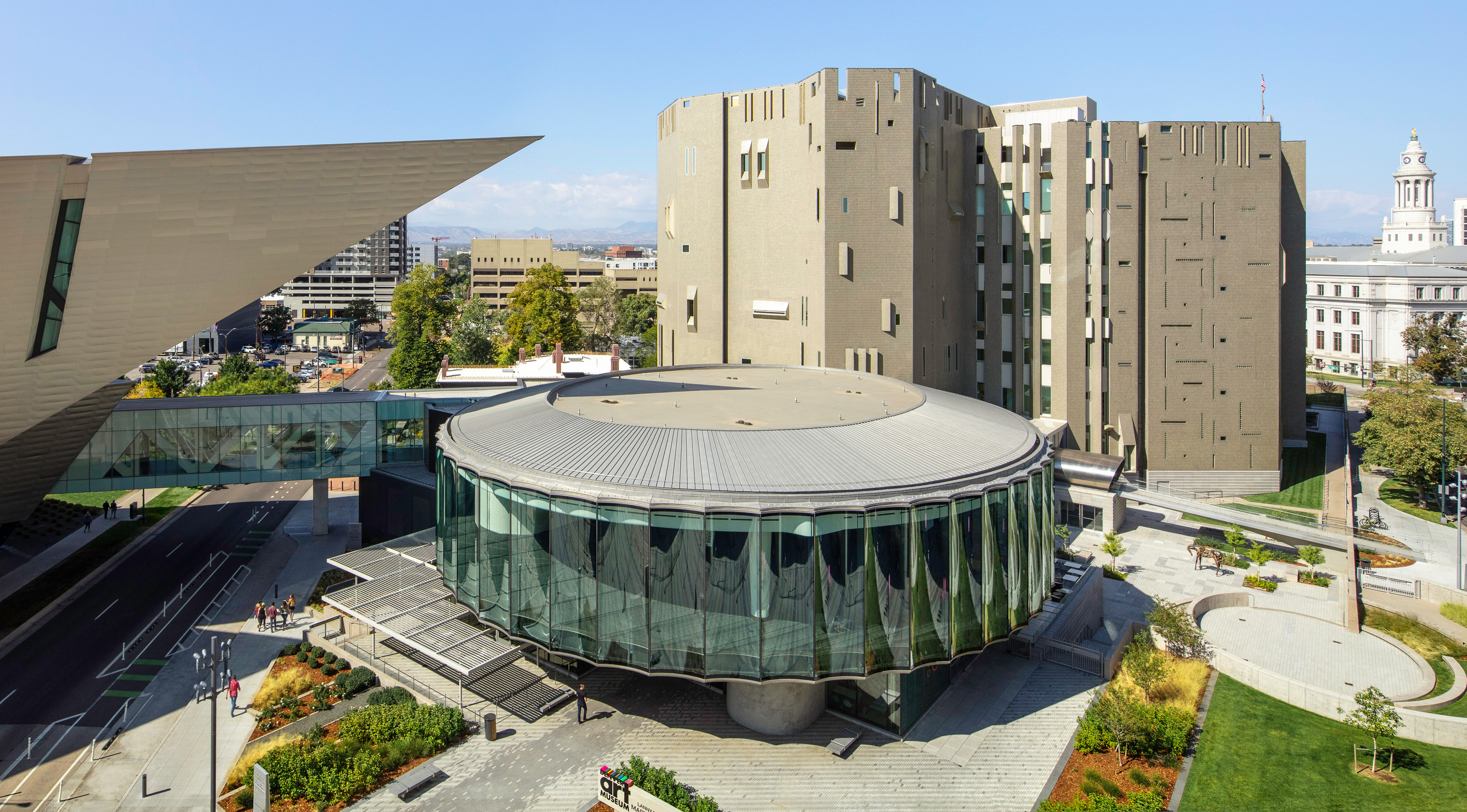 Overhead view of the Denver Art Museum campus