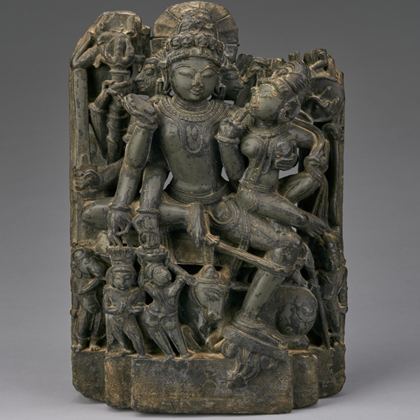 Limestone sculpture depiciting an Indian god
