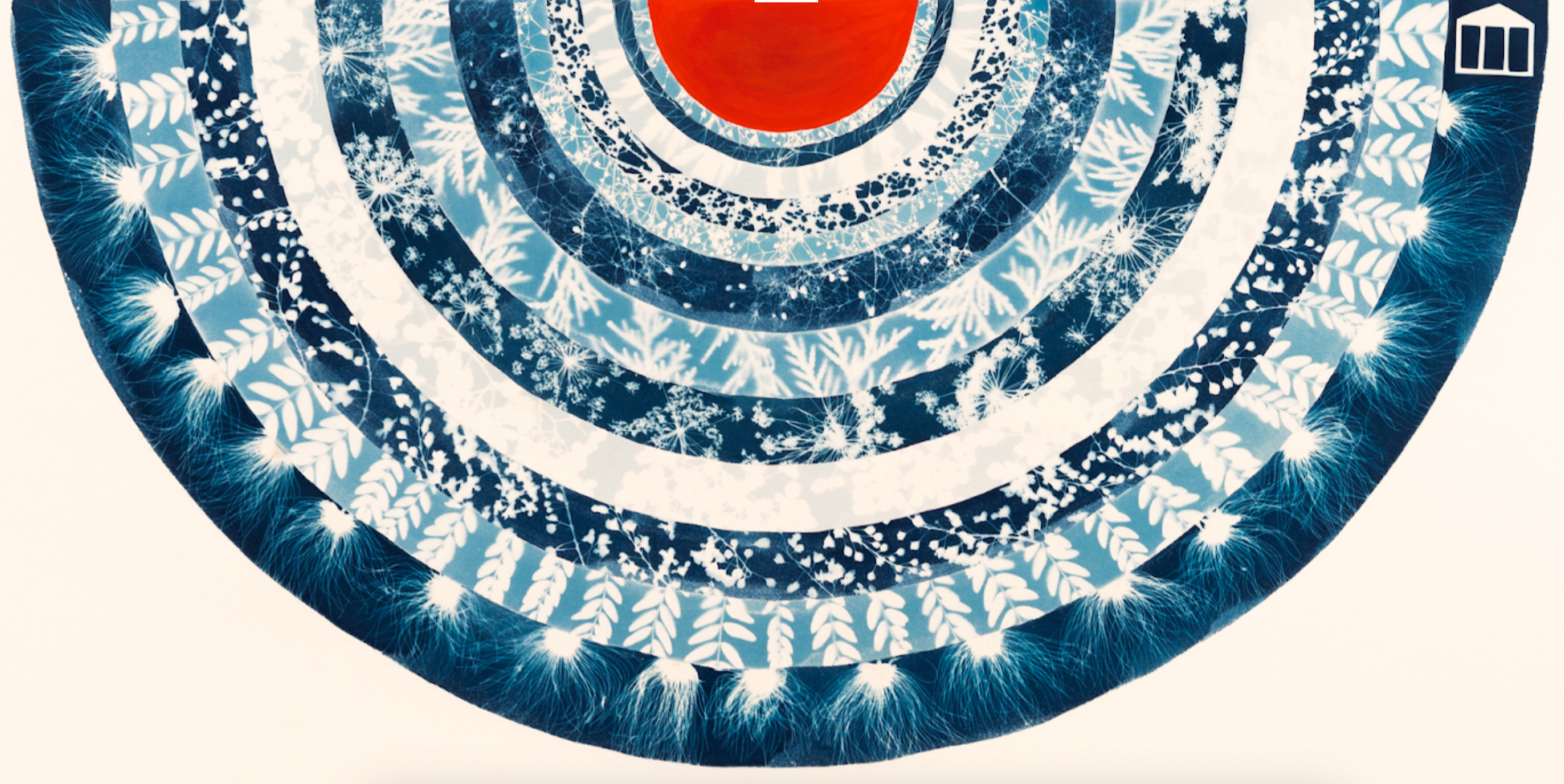 Collage in the shape of half of a circle