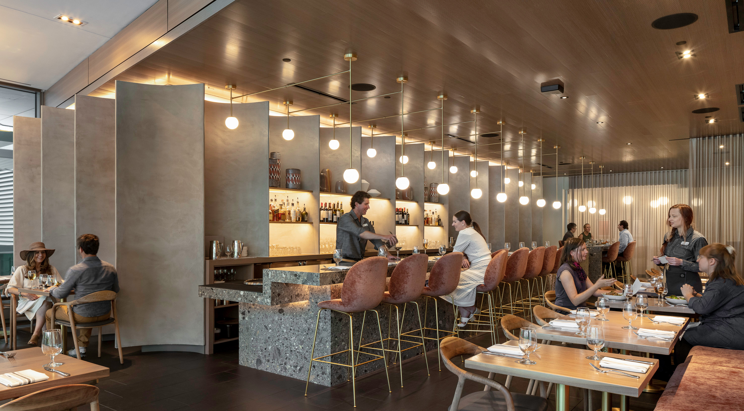 Visitors dining in the Ponti fine dining restaurant