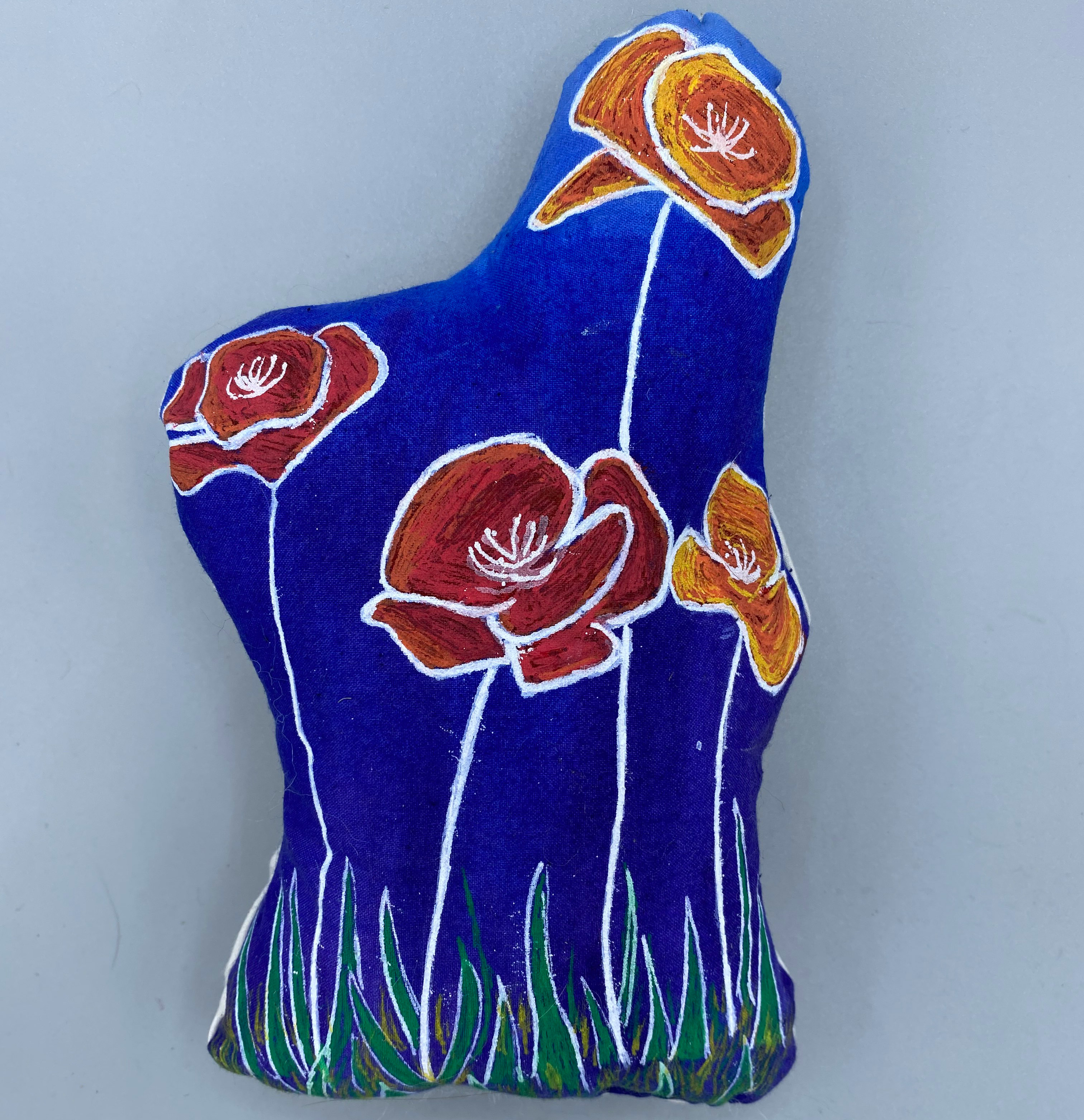 Blue foral textile art