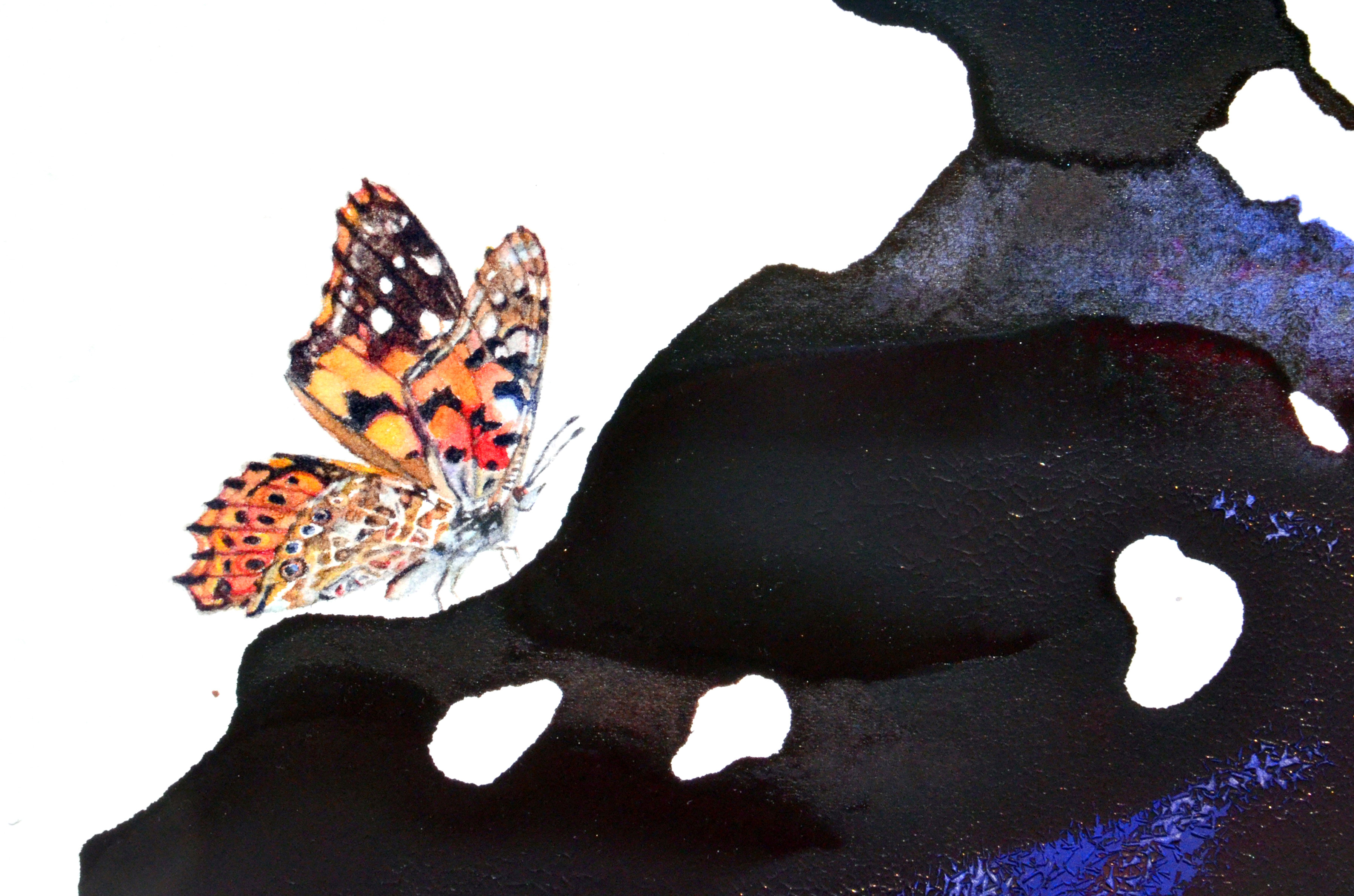 Painted lady butterfly watercolor