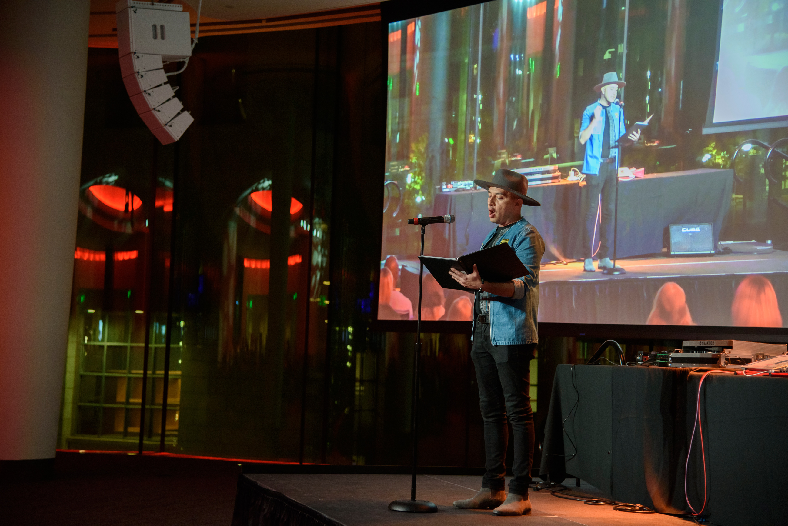 Man performing on stage at the Sturm Grand Pavilion
