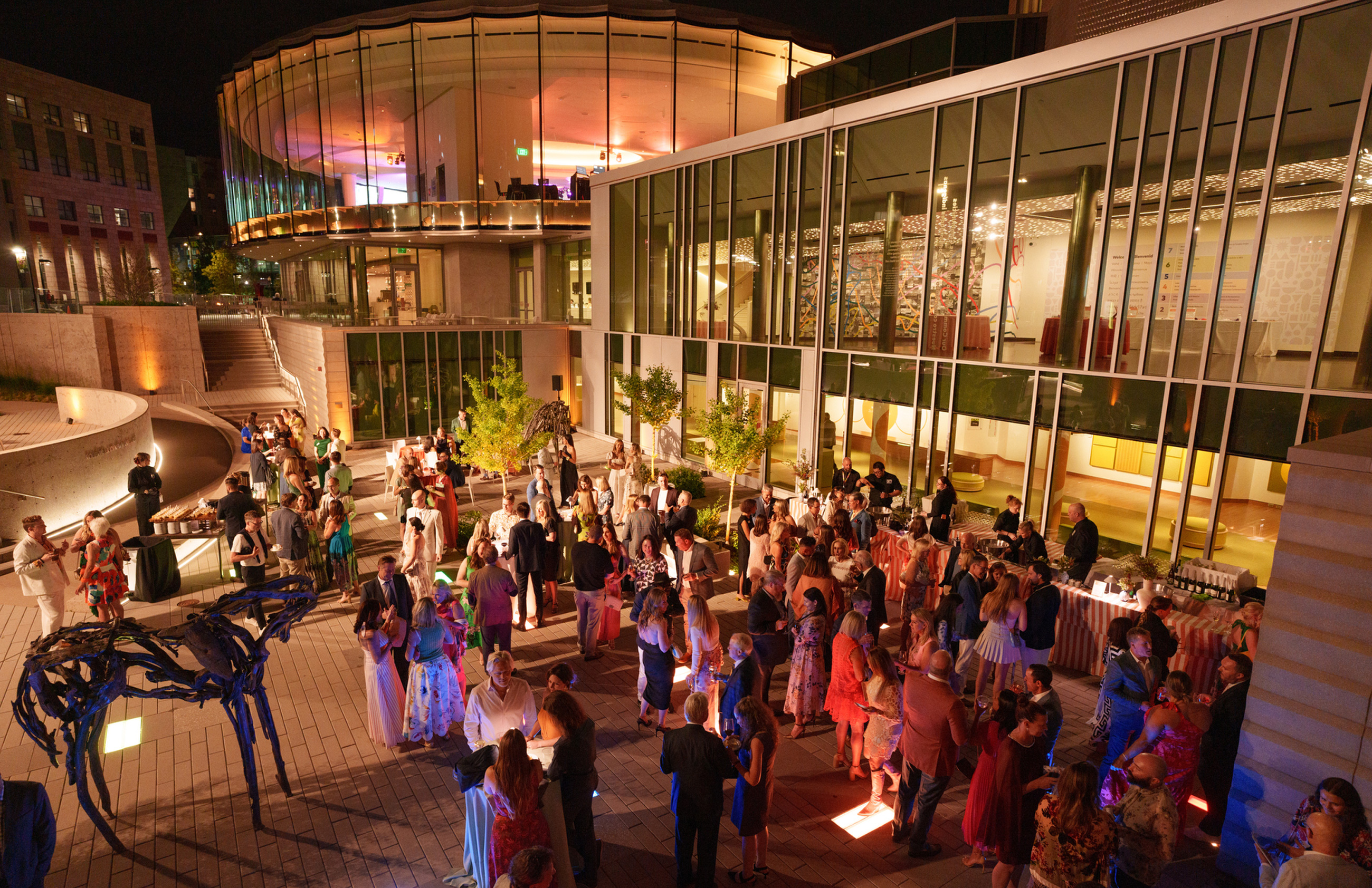 Kemper Courtyard filled with guests in formal wear at an after hours private event