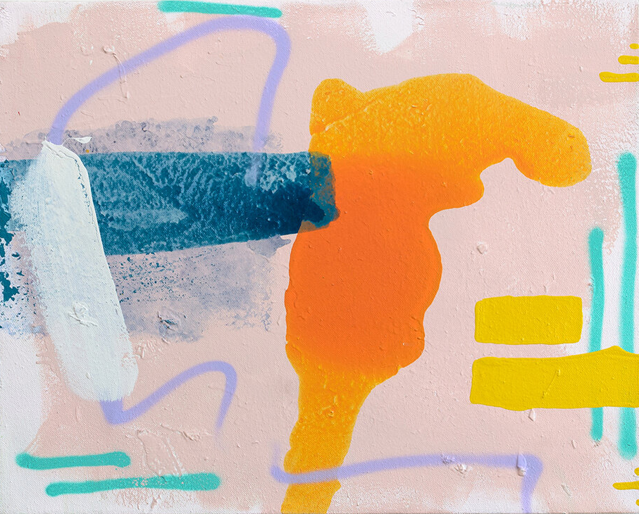 Abstract acrylic color block painting