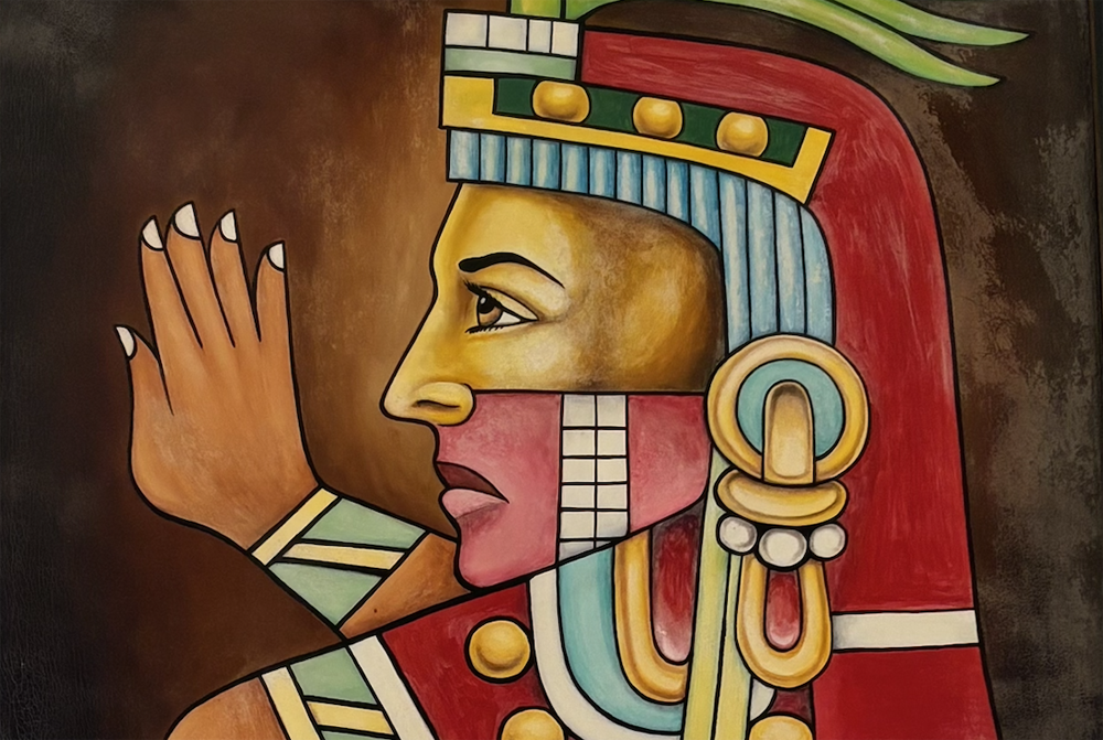 Side profile of an ancient figure