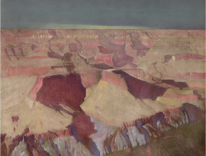 Scenic Western landscape with red rock canyons