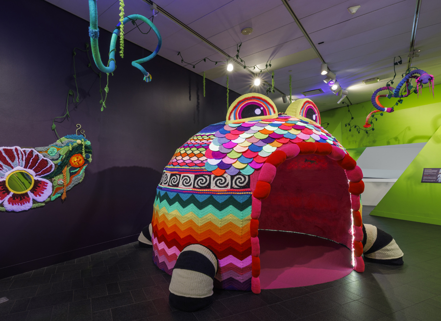 Gallery view of The Tangled Self with a colorful monster-shaped structure