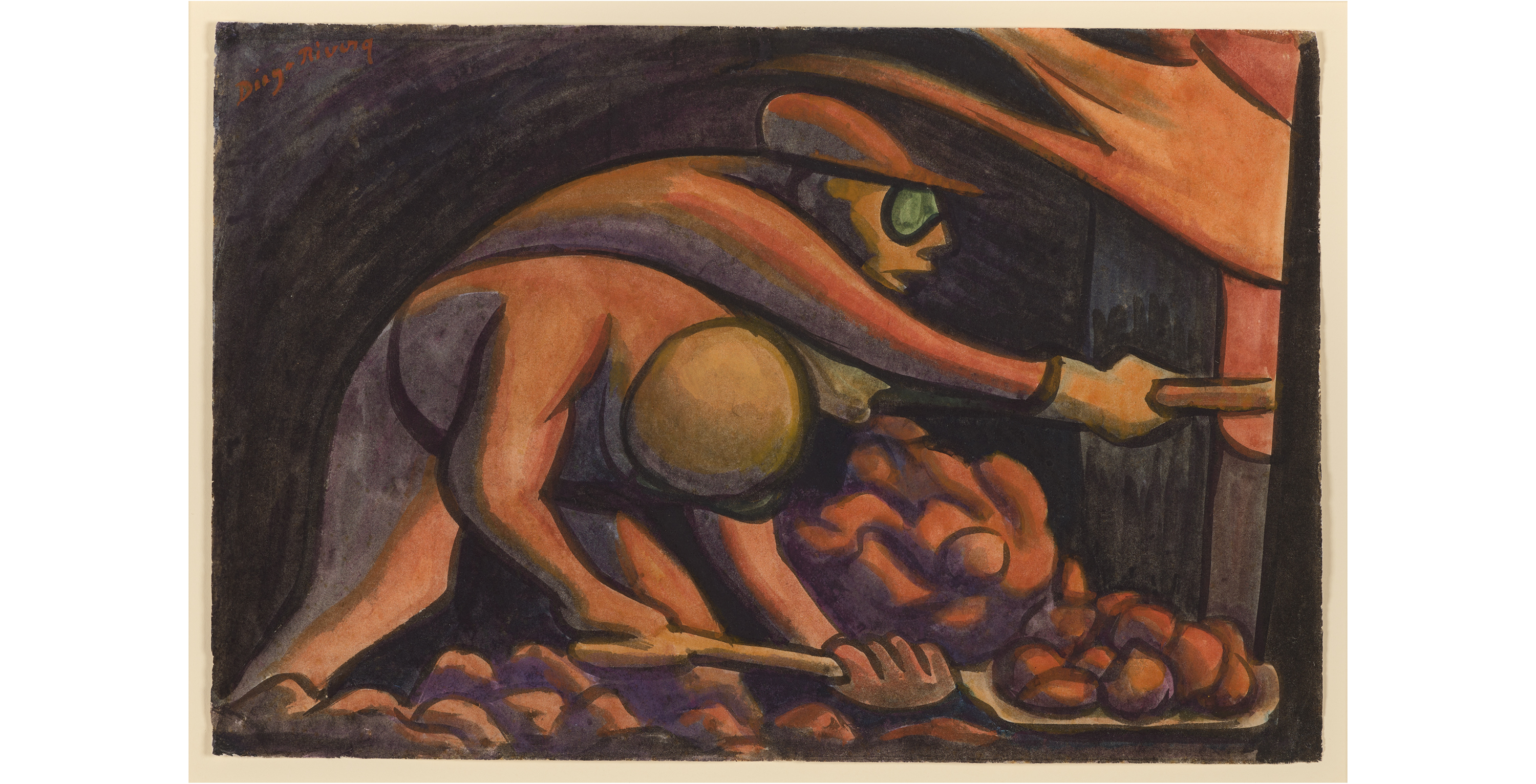 Men in a coal mine with pickaxes