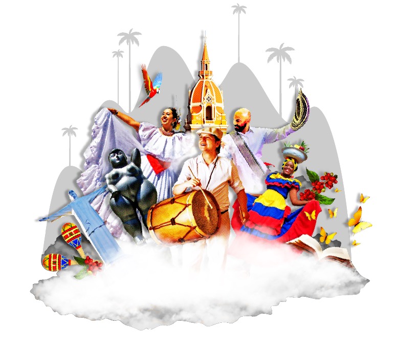 Colombian Cultural Week graphic montage of figures and imagery