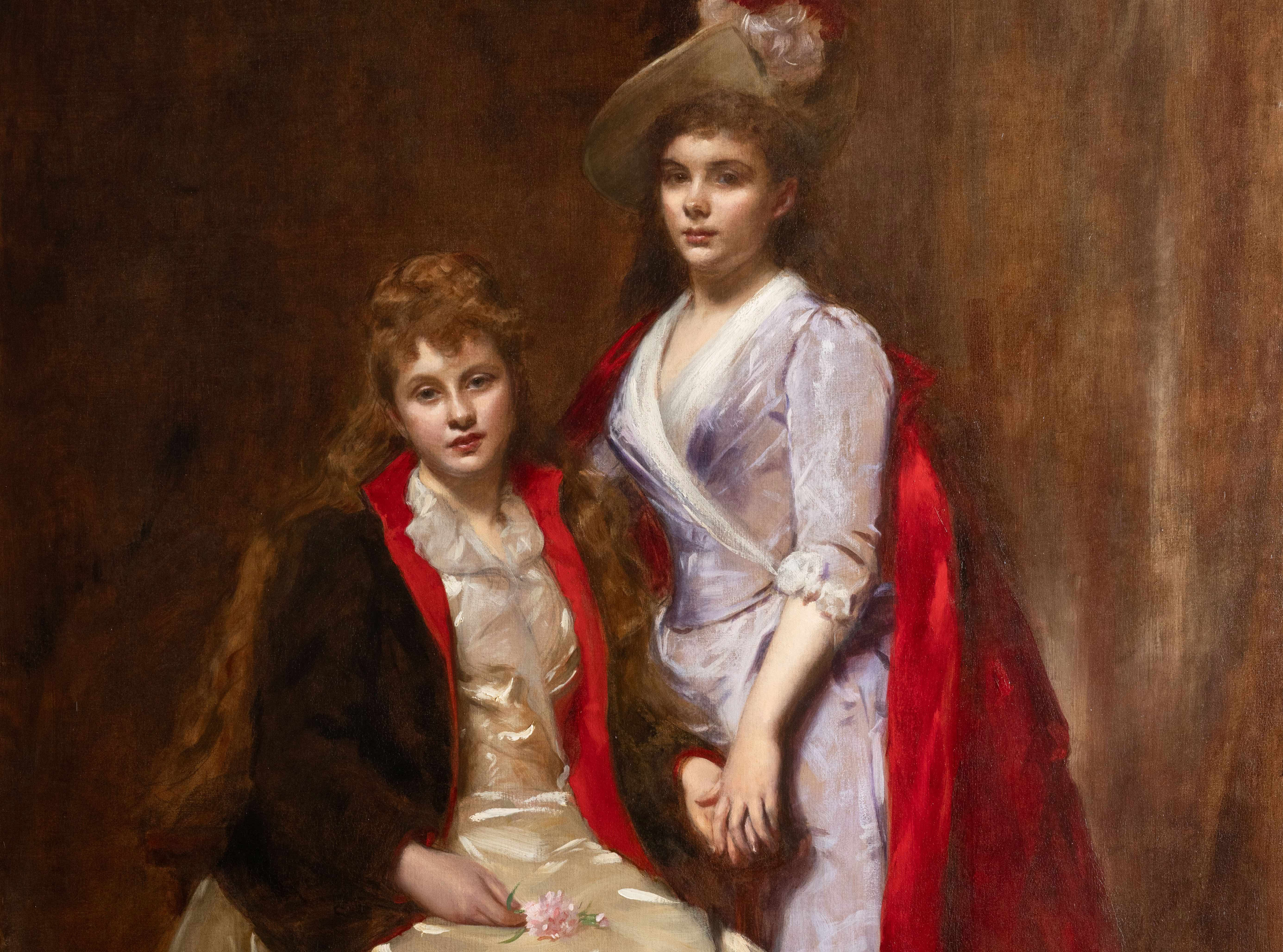 Two sisters posing for a painting