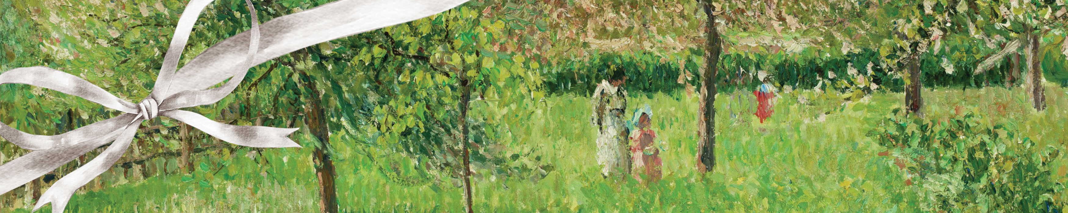 Gift a membership promo banner with a Pissarro painting in the background