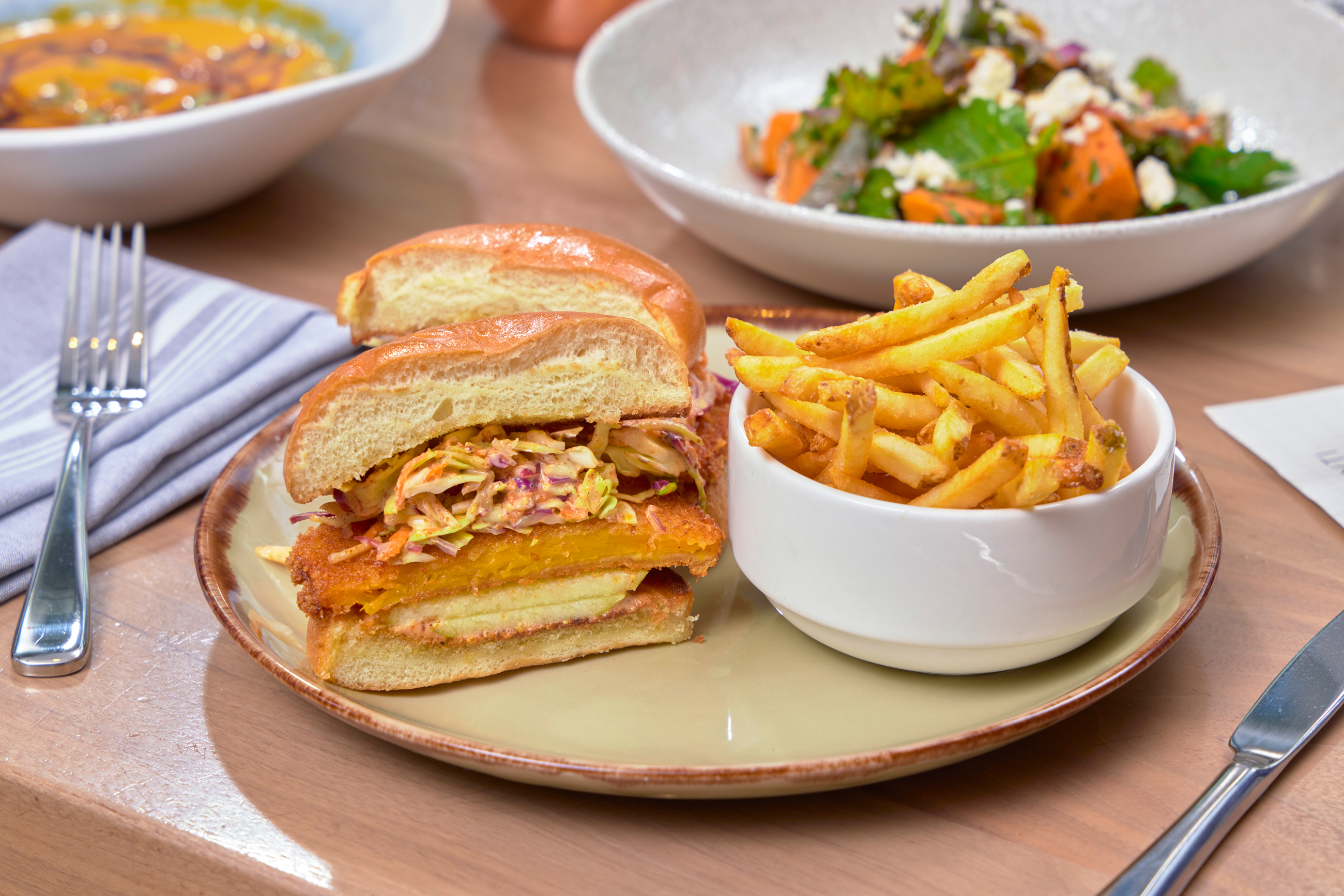 Fall menu at The Ponti feautring a chicken sandwich and fries