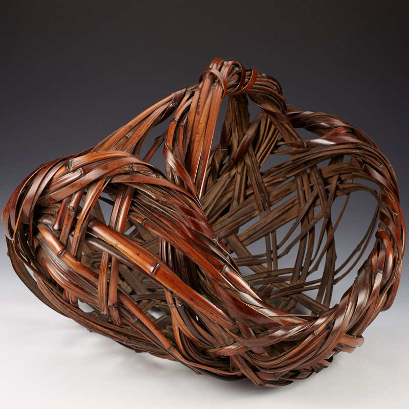 Flower basket made out of smoked bamboo