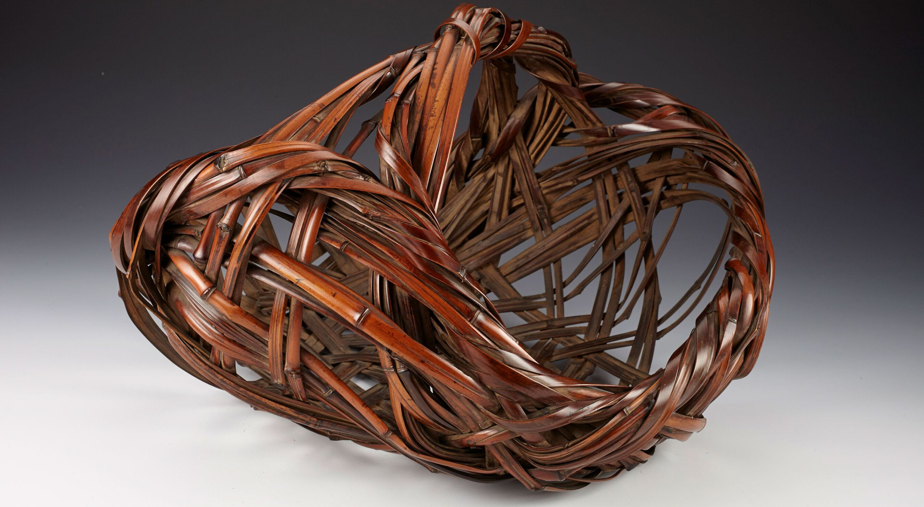 Flower basket made out of smoked bamboo