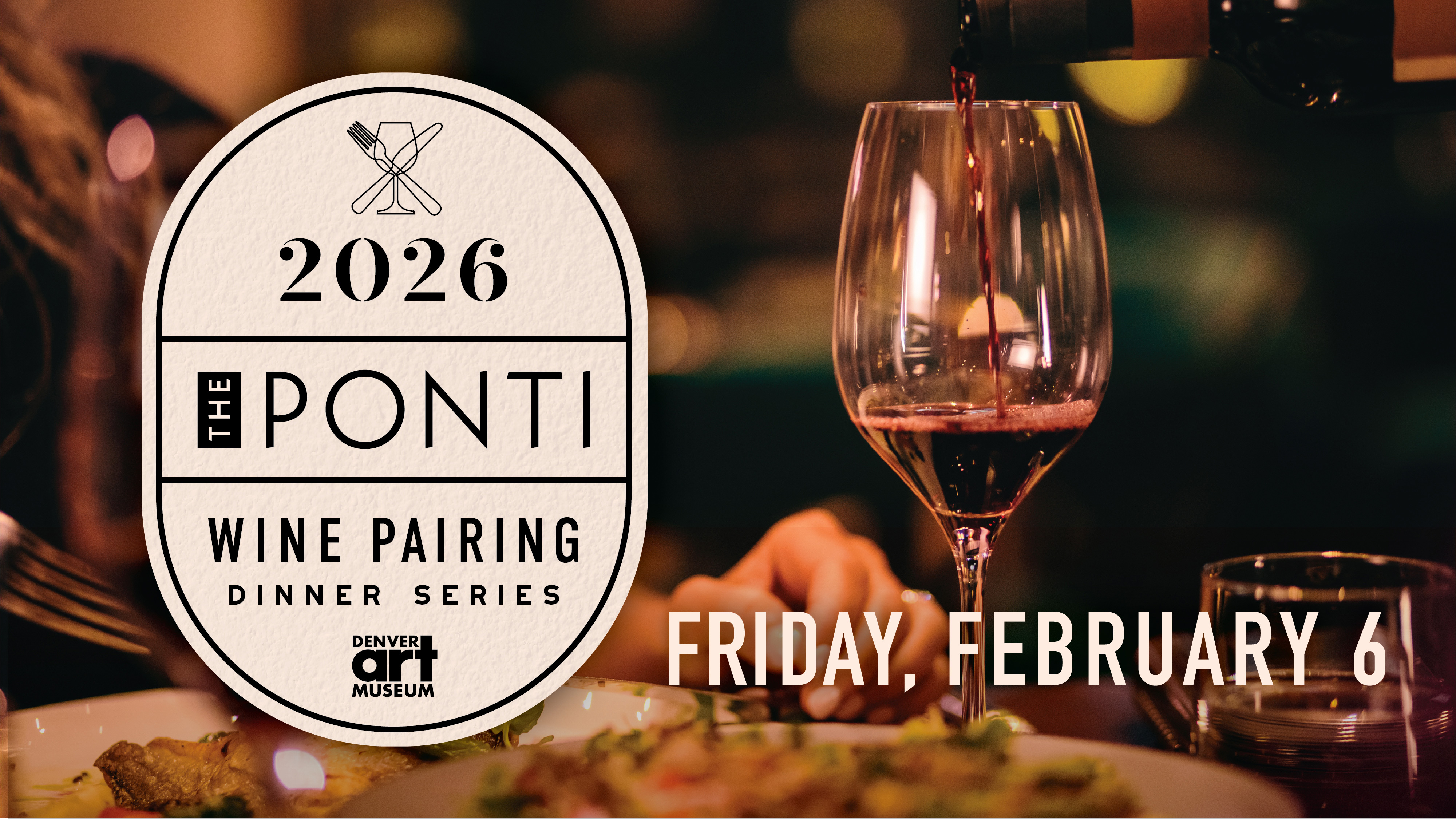 Web banner for the February 2026 Wine Pairing Dinner at The Ponti