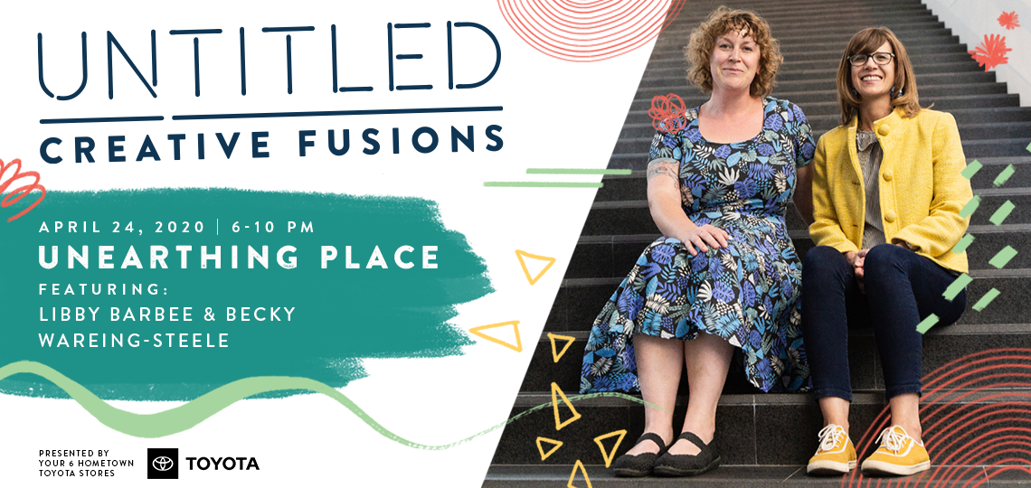 Untitled Creative fusions logo and photo of Libby Barbee and Becky Wareing-Steele sitting together on stairs