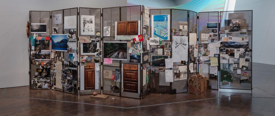 Carmen-Argote-LiveWork.jpg Carmen Argote, Live/Work, 2016. Mixed media, paper, and metal screen. © Carmen Argote