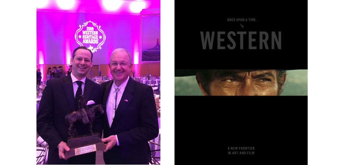 Thomas Brent Smith with Tom Petrie and the book Once Upon a Time . . . The Western: A New Frontier in Art and Film