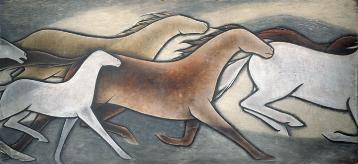 panel C of Wild Horses by Frank Mechau