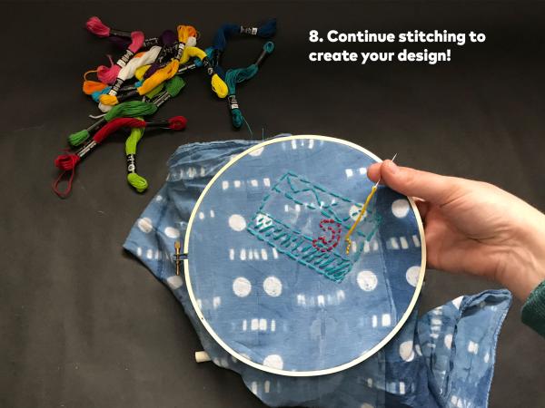 Step 8: Continue stitching to create your design!