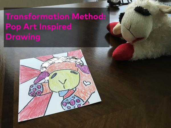 Artful Transformation title image of a drawing next to a stuffed animal