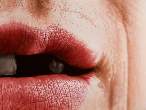 Close-up painting of lips and mouth