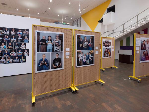 Photos of young adults posing alongside with their grandparents