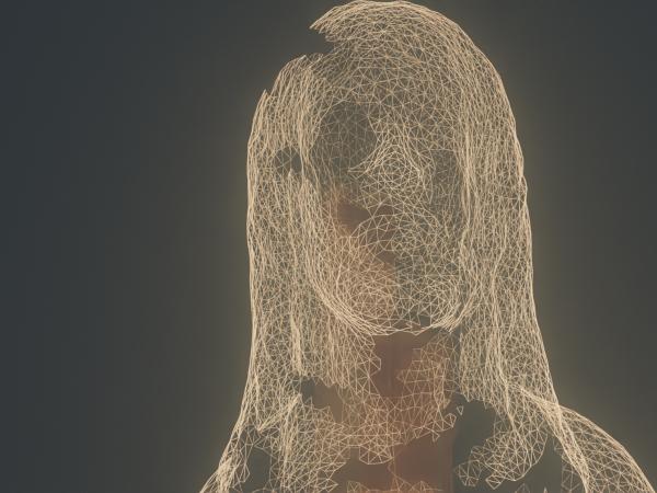 Still depictinng an animated abstract figure made out of light