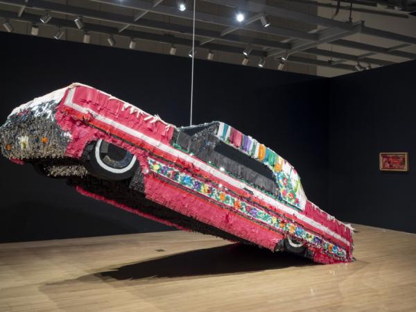 Large-scale pink car pinata