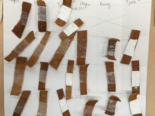 22 strips of backing materials and adhesives