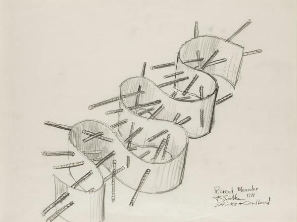 Pencil drawing of a helix-shaped object