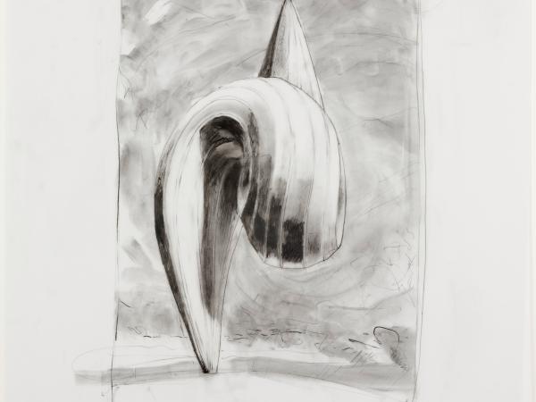Graphite drawing of an abstract pointy shape