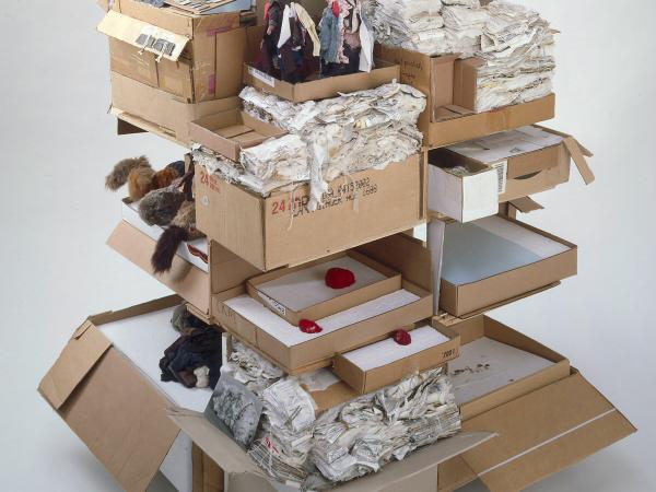 boxes of trash sorted and organized