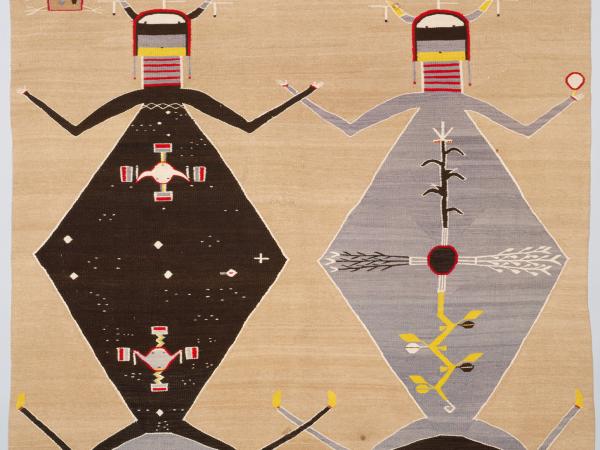 wool textile of two figures