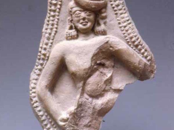 Plaque of Indian woman figure in stone